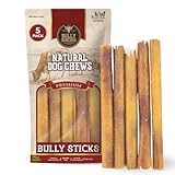 Bully Bunches Premium 6 Inch Standard Odor-Free Bully Sticks for Small to Medium Dogs & Puppies - Consistently Sized, Long Lasting Chews for Oral Care - All Natural, 100% Beef Dog Treats (5 Pack)