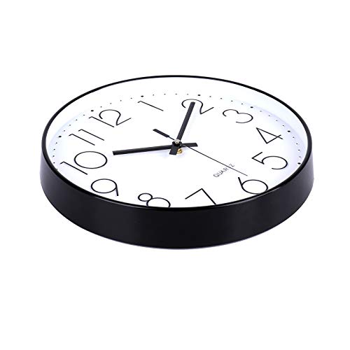 Jomparis 12 Inch Modern Wall Clock Silent Non Ticking Battery Operated Quartz Decorative Round Wall Clock For Office Classroom School (Black) #TOP3