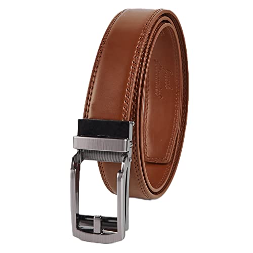 Jacob Alexander Men's Genuine Leather Adjustable Dress Ratchet Track Belt with Classic Single Prong Click Buckle4