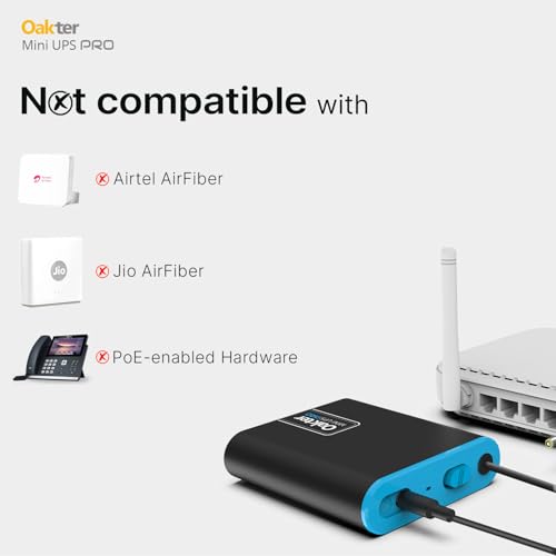 Image of Oakter Mini UPS PRO for High Capacity WiFi Routers 12V & Upto 3A | Battery 4000 mAh | Power Backup Upto 8 Hours | Support Jio, Airtel & Other Routers | Current Surge & Deep Discharge Protection |