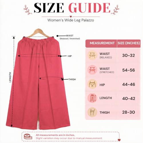 Image of Plaazo Women's Cotton Palazzo | Wide Leg Palazzo for Women | Soft Breathable High Waist Bottom Wear | Comfortable Casual, Office, Travel for Women