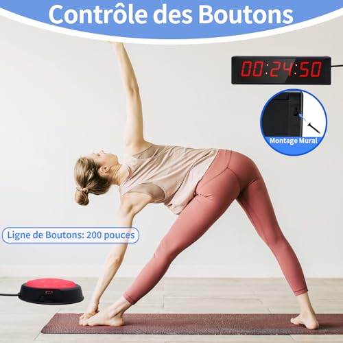 Horloge murale numérique avec télécommande, intervall timer et chrono portable - 6