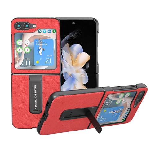 Coque fine compatible avec Samsung Z Flip 5 antichute étui cuir véritable béquille