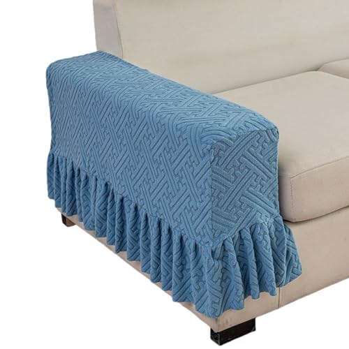 ZenQeek 2 Pcs Sofa Armrest Gloves with Elasticity, Short Velvet Dust Sofa Armrest Cover, Suitable for All Seasons (Blue)