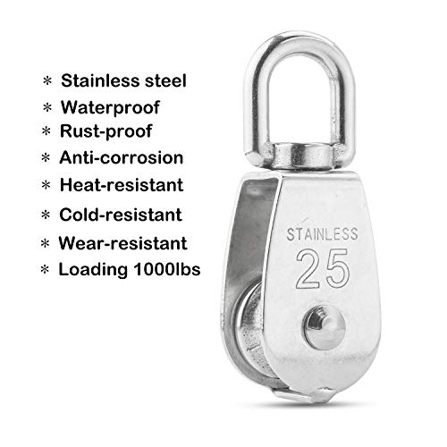 image for M25 Single Pulley Block Loading 550lbs, CBTONE 10 Pack 304 Stainless S