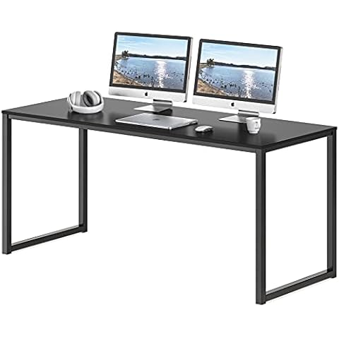 SHW Home Office 55-Inch Computer Desk, 24" Deep, Black Cover