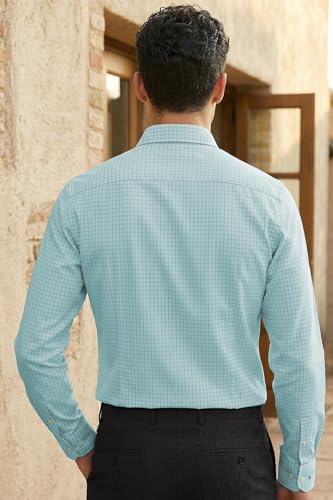 Image of Louis Philippe Men's Slim Fit Easy to Iron Everyday wear Premium Cotton Full Sleeve Checks Formal Shirt