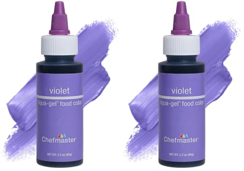 Image of Chefmaster Violet Liqua-Gel Food Coloring | Vibrant Color | Professional-Grade Dye for Icing, Frosting, Fondant | Baking & Decorating | Fade-Resistant | Easy-to-Use | Made in USA | 2.3 oz (Pack of 2)