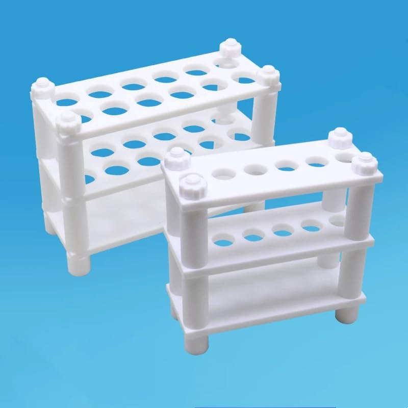 PTFE-Reagenzglasgestell, abnehmbarer Zentrifugenröhrchenhalter | Antihaftbeschichtet, gratfrei; hitzechemikalienbeständig, bis zu 250 °C, for den Laborgebrauch(6 Wells Hole Dia.15mm)