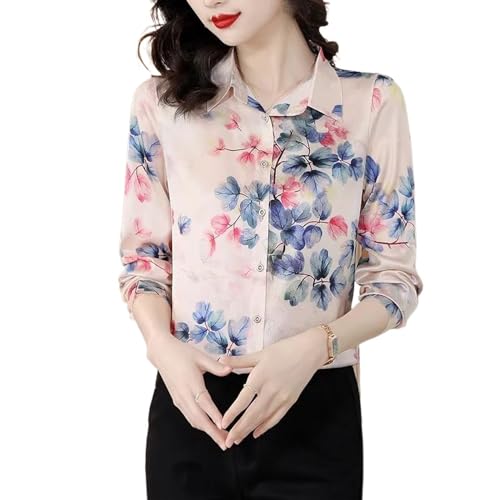 Chemisier en satin imprimé femme chemise droite vintage décontractée