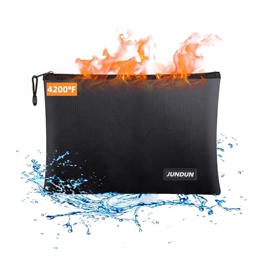 JUNDUN Fireproof Document Bags,13.4”x 9.4”Waterproof and Fireproof Money Bag,Fireproof Safe Storage Pouch with Zipper for A4 Document Holder,File,Cash and Tablet