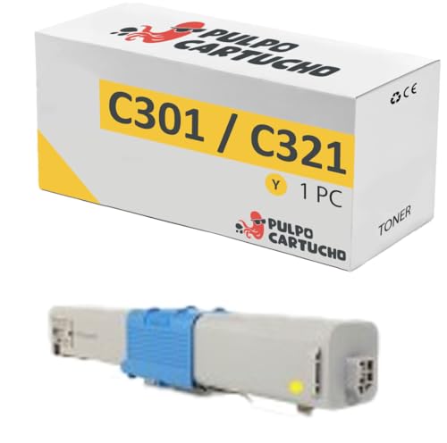 Pulpo Cartucho   Toner Genérico C301 / C321 Amarillo Compatible con Oki Ref. 44973533   Valido para Impresoras C301dn, C321dn, MC332dn, MC340, MC342dn, MC342dnw