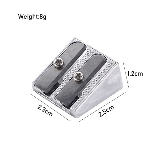 1/5Pcs Pencil Sharpeners,Double Holes Rectangular Pencil Sharpener Two Hole Metal Bevelled Silver Pens Cutter Tool(1Pc) #TOP1