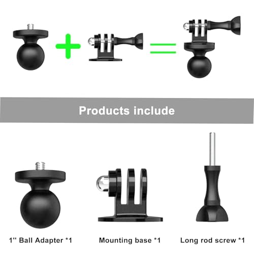 Image of 1 inch Ball Mount Adapter for Insta360 One X2, X, One R, RS, GO 2, GoPro Hero, Compatible with RAM Ball Head Mounts B Size Double Socket Arm