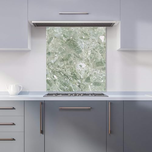 Premium Polished Sage Green Quartz Effect Kitchen Splashback 6mm Toughened Glass Kitchen Splashback – Heat Resistant Splashback for Kitchens, Perfect for Cookers and Hobs, Polished Edges