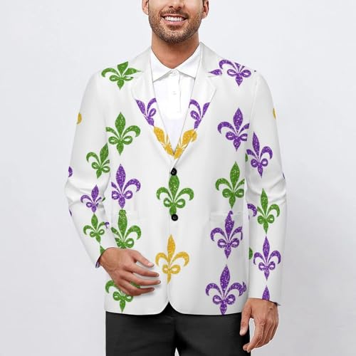 Mardi and Gras Fleurde-Lis Mens Blazer Lightweight Sport Coat Two Button Suit Jackets2