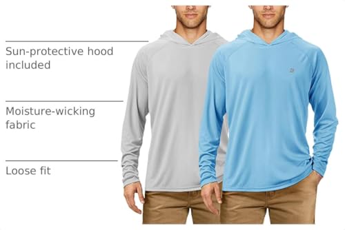 Image of Roadbox Mens Fishing Sun Hoodie, Long Sleeve UPF 50+ UV Protection Shirts