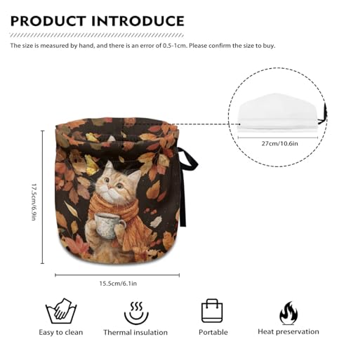 Image of Xoenoiee Cat Fall Leaf Tea Cozy Tea Cosy for Teapots Keep Warm Teapot Cover Insulated Kettle Cover for Home Kitchen Table Decor