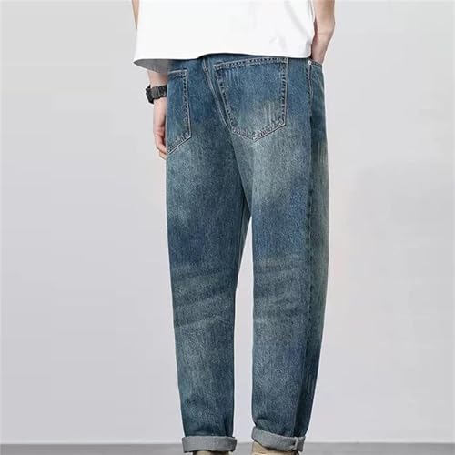 Men's Fall Winter Jeans – Thick Cotton Loose Straight Denim Pants, Casual Fashion Blue Trousers3