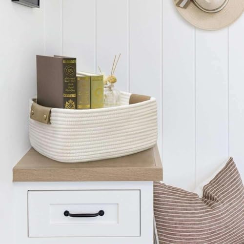 Image of GUDDE Cotton Rope Woven Storage Basket for Toys, Laundry & Blankets | Nursery Organizer Bin | Dog Toy Basket | Decorative Gift Hamper | Jute Style Home Storage (White)