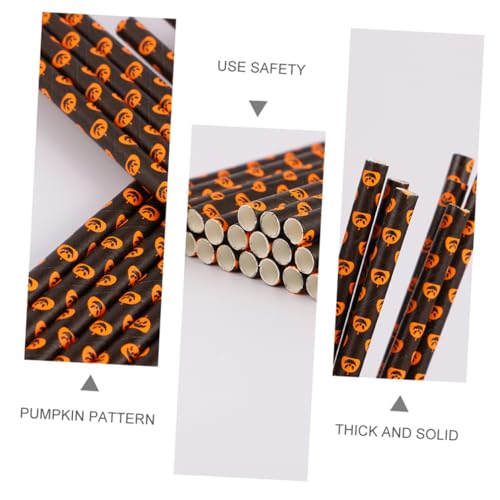 Abaodam 125 pitillos de papel negro con diseño de calabaza degradable miniatura 5
