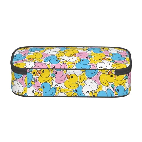 Image of Cartoon Animal Colorful Duck Large Pencil Case, Pencil Pouch With Zipper Compartments Stationery Pencil Bag For Kids Teens Students School Supplies