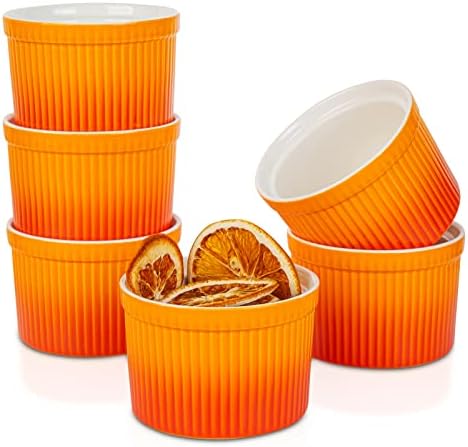 120ml Porcelain Ramekins, Candiicap Souffle Dishes Bowls for Baking, Pudding, Creme Brulee, Custard Cups, Serving Dip, Oven, Microwave and Dishwasher Safe (120ml,Navy Blue)