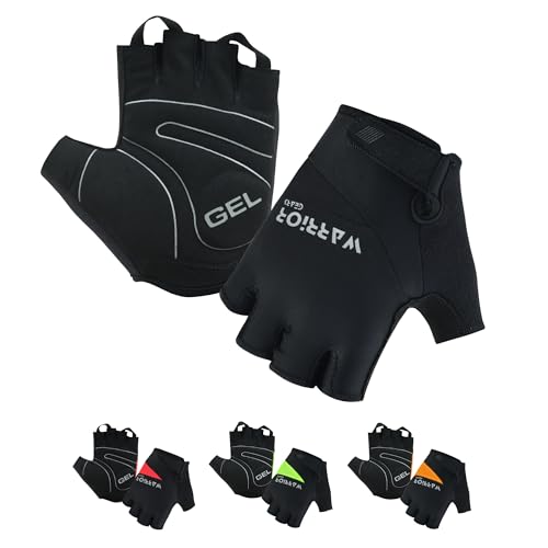 warrior gears Guantes de Ciclismo Medio Dedo - Guantes Ligeros para Bicicleta - Agarre Antideslizante, Acolchado de Gel - Guantes Cortos sin Dedos para Hombre (Verde-Negro, XL)