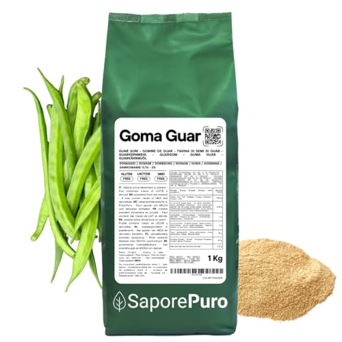 Saporepuro Goma Guar en polvo 1 KG - Ideal para helados y sorbetes - 100% puro