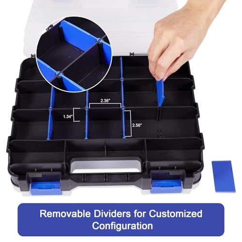 Image of AIDY-PRO Small Parts Organizer Box Storage Case Tools Box Organizer Double Side 34 Compartments Hardware Organizers with Removable Plastic Dividers for Screws Nuts Nails Bolts, 2 Pack