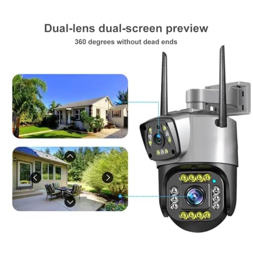 Image of Dr Vision 6MP Smart WiFi Dual Lens Outdoor PTZ CCTV Camera | 360 View | Full HD | Color Night Vision | Two Way Audio | Wireless Home Security Camera with Mobile App V380 Pro (Dual Lens PTZ)