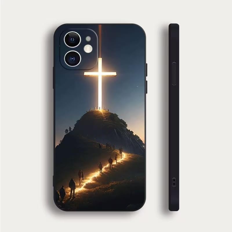 Cross Painted Pattern Shockproof Phone case Compatible with iPhone 11 12 13 14 15 16 Pro Max Anti-Fall
