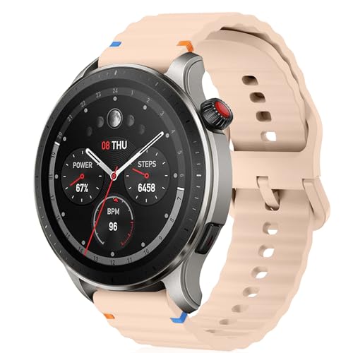 Image of 22mm Silicone Watch Band Compatible with Amazfit T-Rex 3 Pro 48mm /Balance 2 /Balance /Bip 6 /Bip 5 /GTR 4 /GTR 3 /GTR 2 /GTR 47mm, Wavy Replacement Strap for Amazfit Cheetah /Stratos 3 /2s