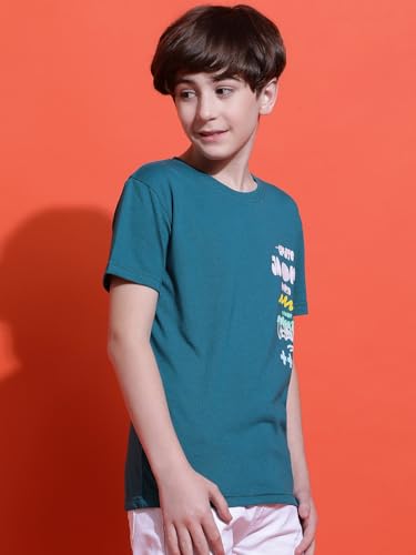 Image of Li'l Tomatoes Boys Cotton T-Shirt | Graphic Printed Half Sleeve Casual Summer Wear | Soft & Breathable | 9-16 Years