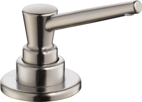 Delta Faucet Pump Soap/ Lotion Dispenser Brushed Nickel, Countertop Soap Dispenser, Top Fill Deck Mount Soap Dispenser, Stainless RP1001SS