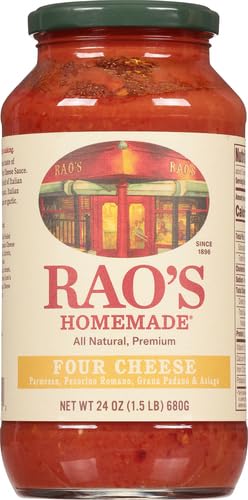 Rao's Homemade Four Cheese Pasta Sauce, 24 oz, Tomato Sauce, All Purpose, Keto Friendly Pasta Sauce, Premium Quality Tomatoes from Italy