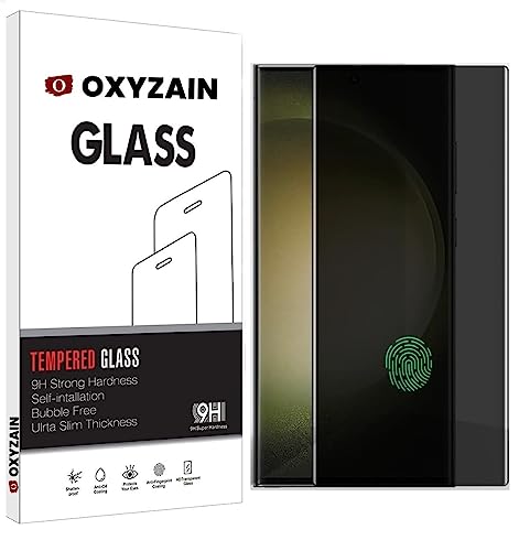 Image of OXYZAIN Samsung Galaxy S23 Ultra 5G 6.8 inch Privacy Screen Protector Tempered Glass Screen Protector guard', Anti-Spy, Support Fingerprint Unlock with Easy Installation kit [PACK OF 1]