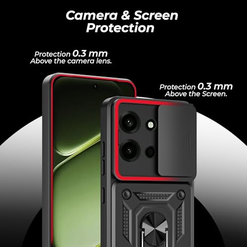 Image of A rtistque Armor Bumper Back Cover Case for OnePlus Nord 6 / CE 6 5G | Ring Holder Stand | Sliding Camera Protection | Shockproof Heavy Duty Design | OnePlus Nord 6 Back Cover - Black
