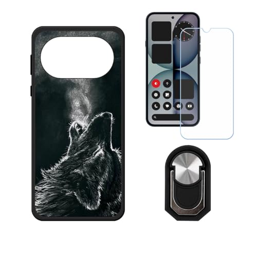 BMPNLSZ �K�p Nothing Phone 4A�p+HD�����K���X�ɓK�����ėpTPU�P�[�X�A�V���J�Q���P�[�X�o���p�[�ی�o�b�N�P�[�X-�ɓK����9�d�x�X�N���C�u�h�~�X�N���[���v���e�N�^(6,78") + ���O���\�Ŕėp�I��360�x��]�\�ȃX�e���g