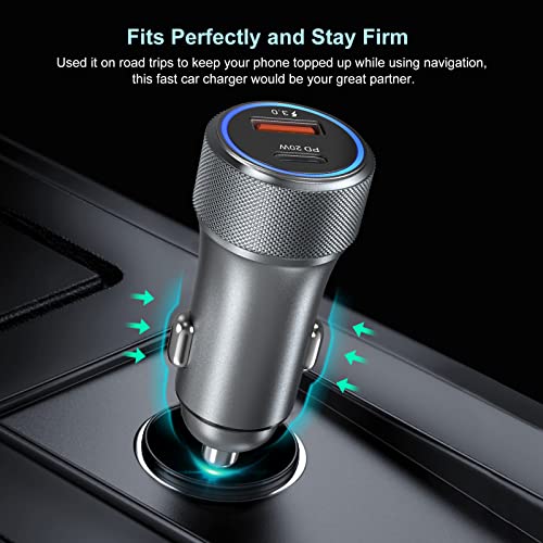 5 Pack USB C Car Charger, Bangfun 36W Dual USB Car Adapter Fast Charge PD&QC 3.0 Cigarette Lighter USB Charger Compatible iPhone 15 14 13 12 11 Pro Max SE,iPad,Samung S24/S21/S20, Pixel(Grey) - Image 6