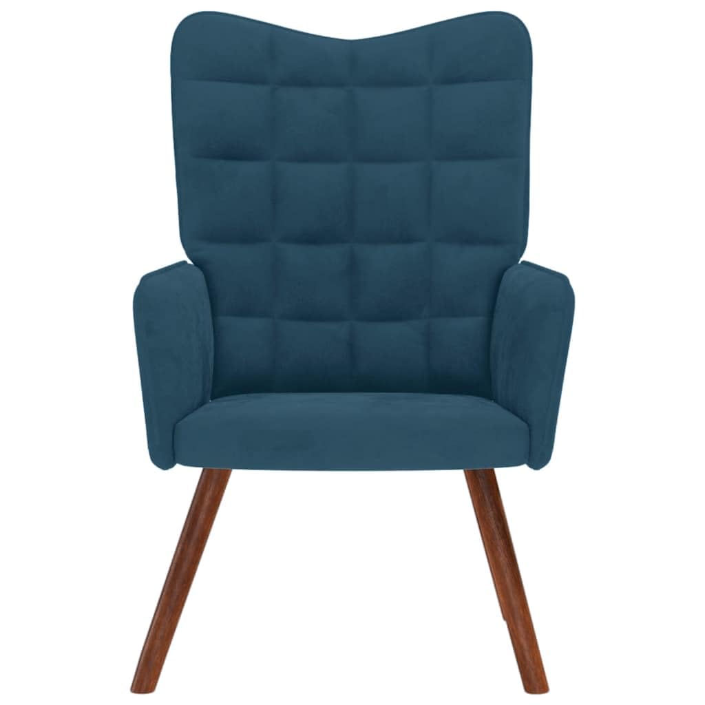 Poltrona Relax Blu in Velluto morbido con struttura in legno e metallo, seduta imbottita ergonomica e braccioli, ideale per soggiorno, ufficio, camera da letto e angolo lettura