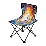 Jihqo Baseball on Fire Camping Chair Lightweight Portable Folding Chair Beach Chair with Carry Bag for Outdoor Adventures Patio and Picnics