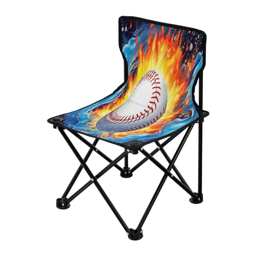 Jihqo Baseball on Fire Camping Chair Lightweight Portable Folding Chair