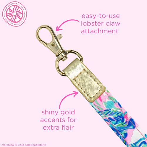 Lilly Pulitzer Cute Lanyard for ID Badges and Keys, Blue Womens Lanyard Keychain, Colorful Lanyard with Metal Hook, Cabana Cocktail