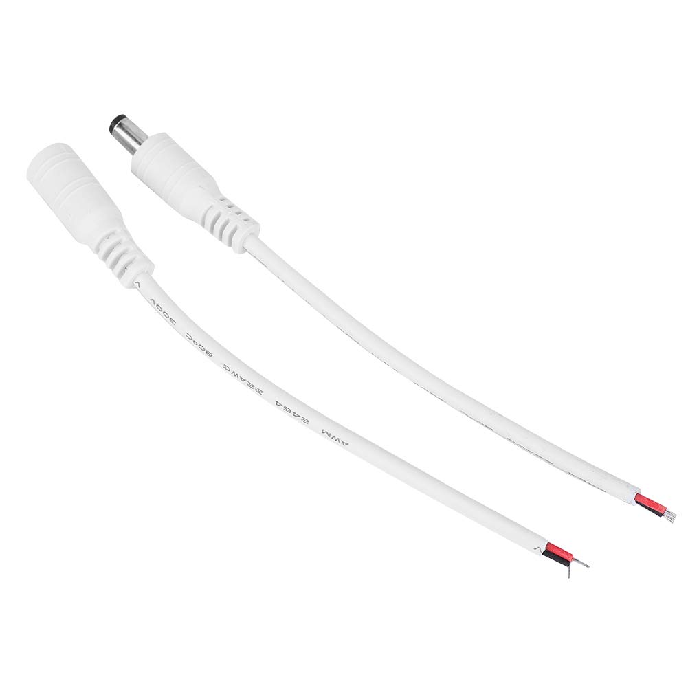 5 par Pigtail Zasilania Prądem Stałym żeńskie Gniazdo Typu Jack DC Lufa Wtyczka Zasilania Kabel Pigtailowy 5.5x2.1mm Mężczyzna Kobieta Wtyczka Zasilania DC Złącze Typu Jack (WHITE)