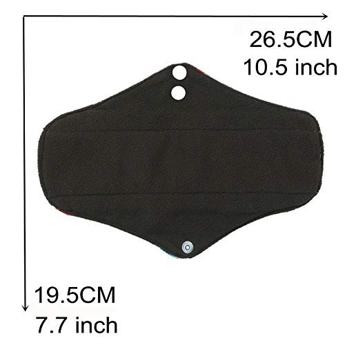 Image of 7PCS Pack Washable Cloth Pads Including 6PCS Heavy Flow Feminine Hygiene Bamboo Charcoal Cloth Mama Reusable Menstrual Pads Reusable Sanitary Napkins Pad + 1PC Mini Wet Bag
