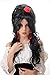 Produktbild WIG ME UP - PT0025-P103 Aufwendige Perücke Damen für Karneval Halloween Victorian Gothic Spanierin Tango Carmen Vampir Gräfin Schwarz Beehive Rose