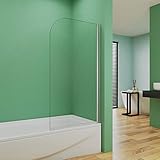 80x140cm Mampara de Bañera Cristal Abatible Grosor 5mm, Aluminio...
