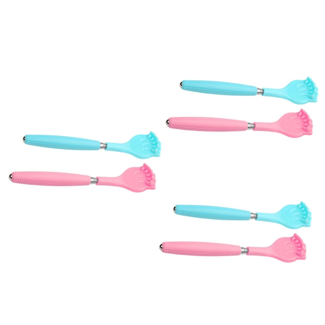 6piezas Rascador De Espalda Flexible Diseño Telescópico Masajeador Corporal Multifuncional Azul y Rosa Para Aliviar Picazón y Estrés