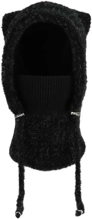 Balaclava Three-in-One Women's Winter Warm Knitted Scarf and Face Mask Combination.